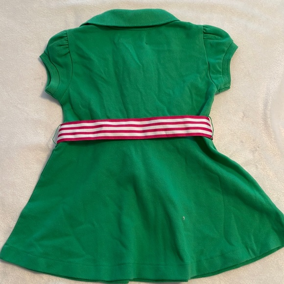 NWT Ralph Lauren Green W/Pink & White Belt Short Sleeve Polo Dress 12 Months - Picture 3 of 5